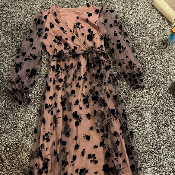 SHEIN dusty rose, sheer overlay, maxi dress - Picture 2 of 2